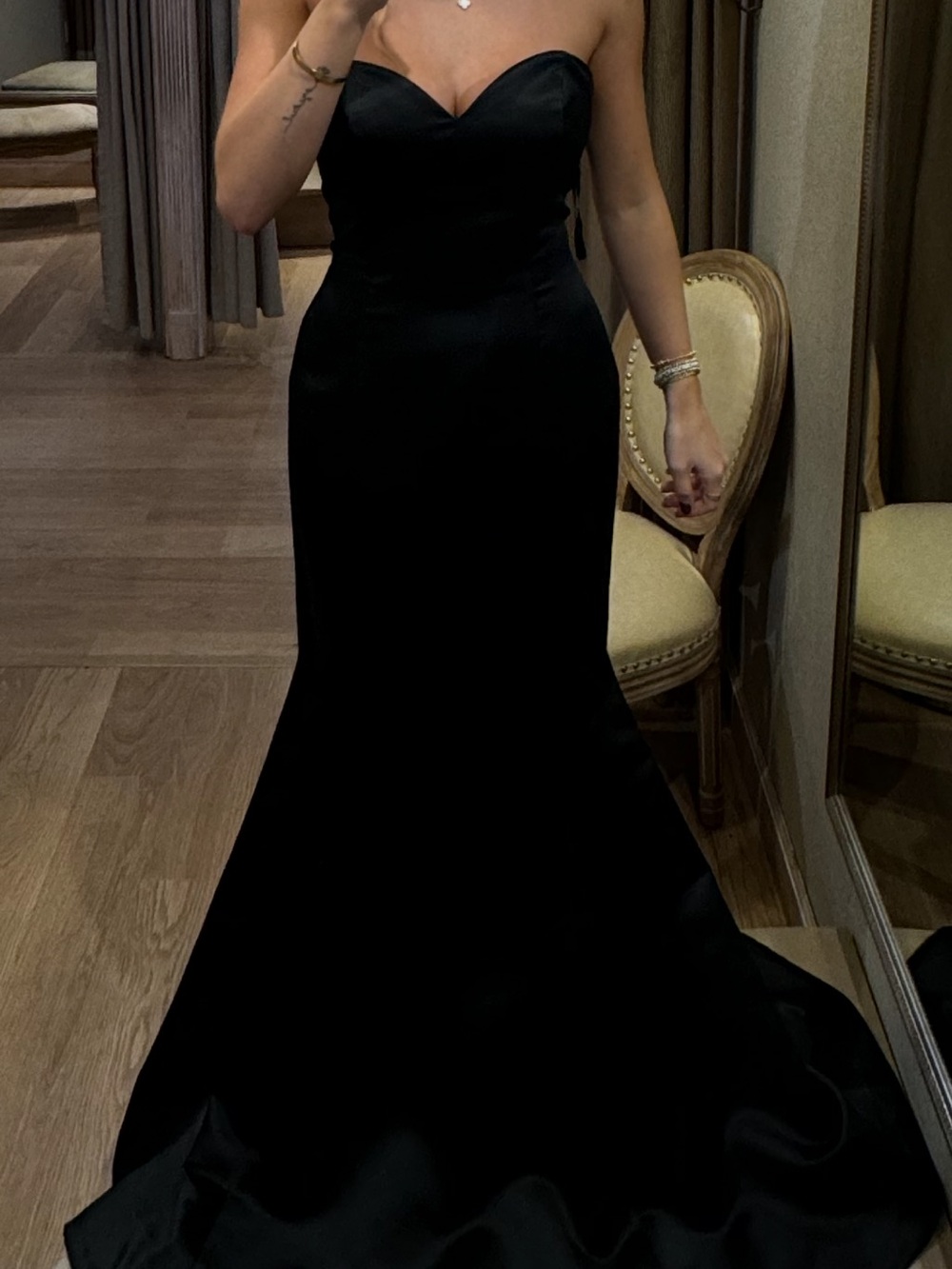 Strapless Black Mermaid Evening Dress